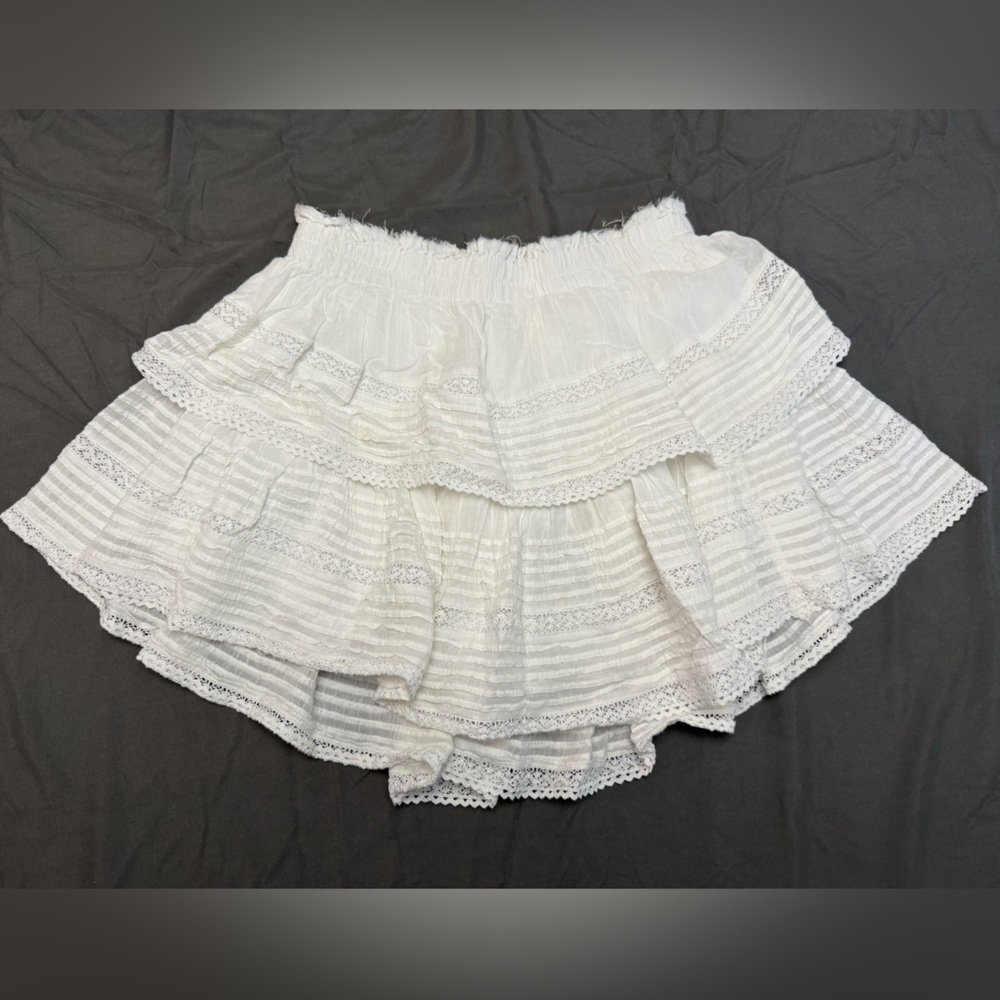 Aerie Rock N Ruffle White Lace Tiered Skirt